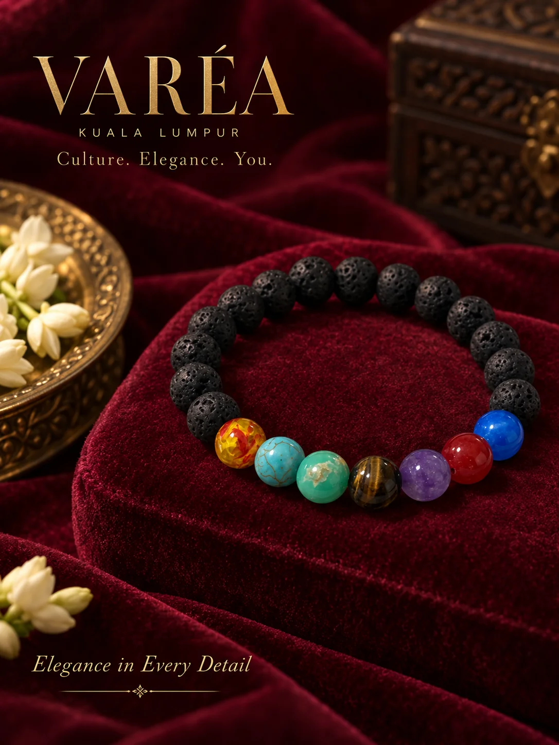 Seven Chakra Lava Bracelet